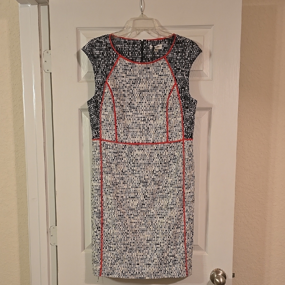 Calvin Klein Chic Black and White Dress with Red Accents